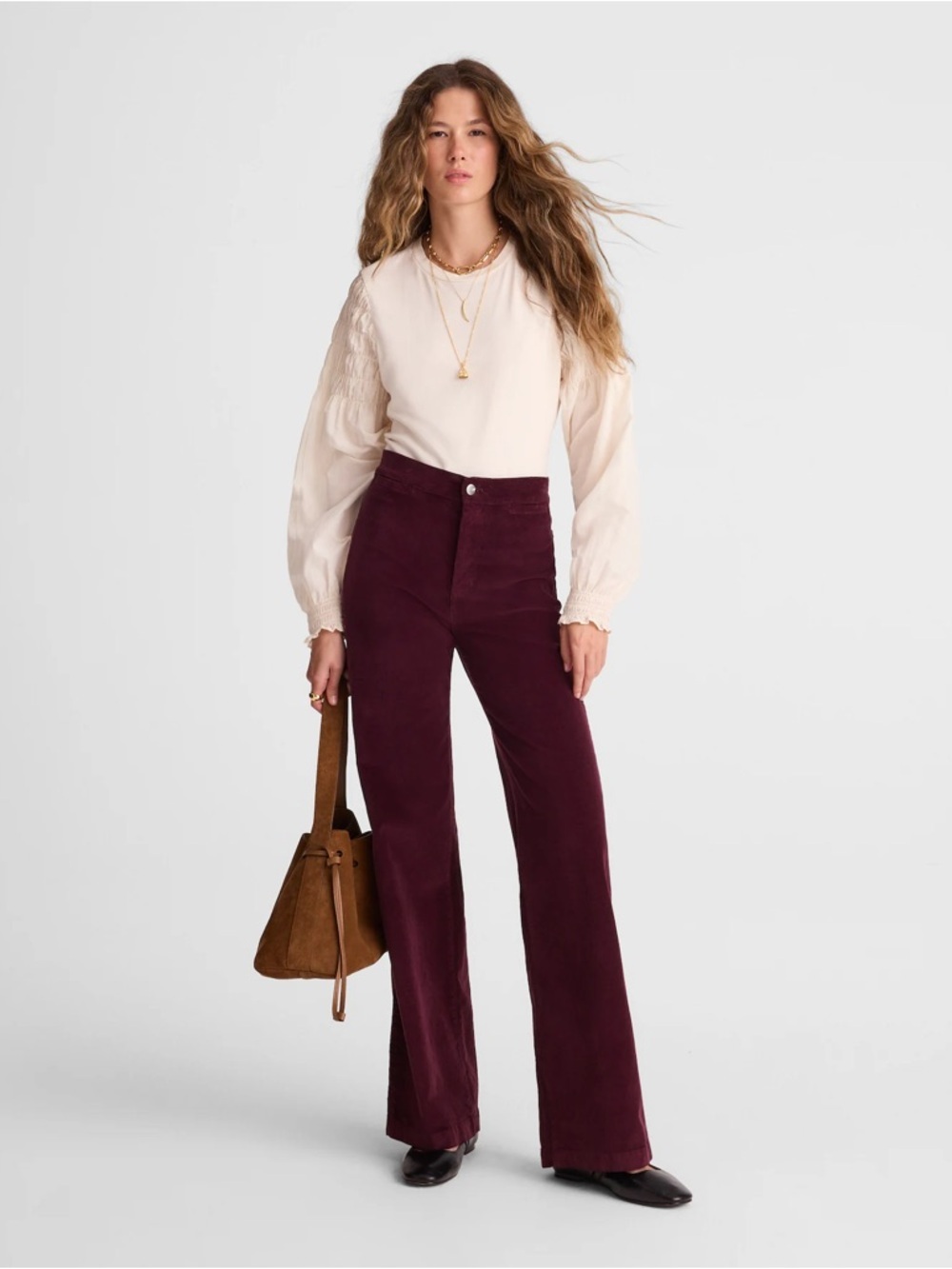 Madewell The Wide-Leg Pant in Corduroy in Dark Pomegranate Size 33